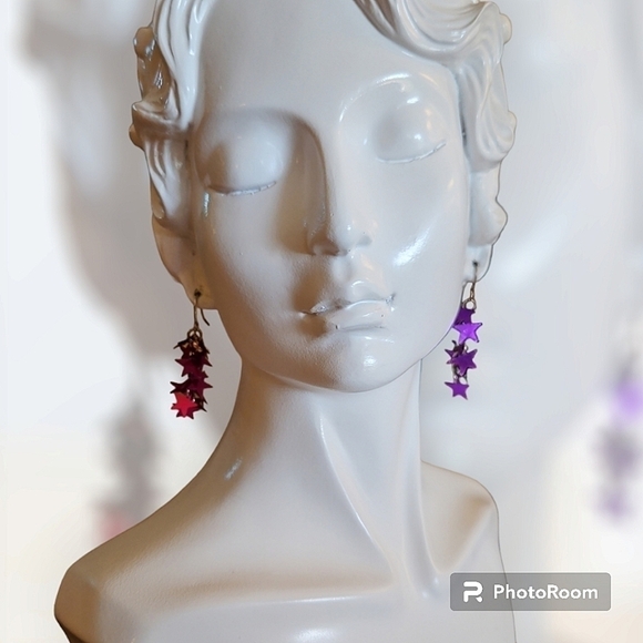 5/$25 VTG Celestial Star Nebula Cluster Dangle Hook Earrings - Picture 1 of 4